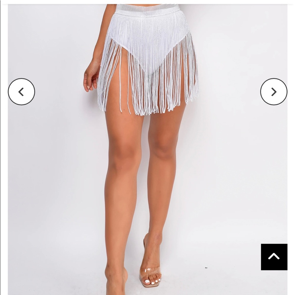 Emprada White fringe Skirt-M